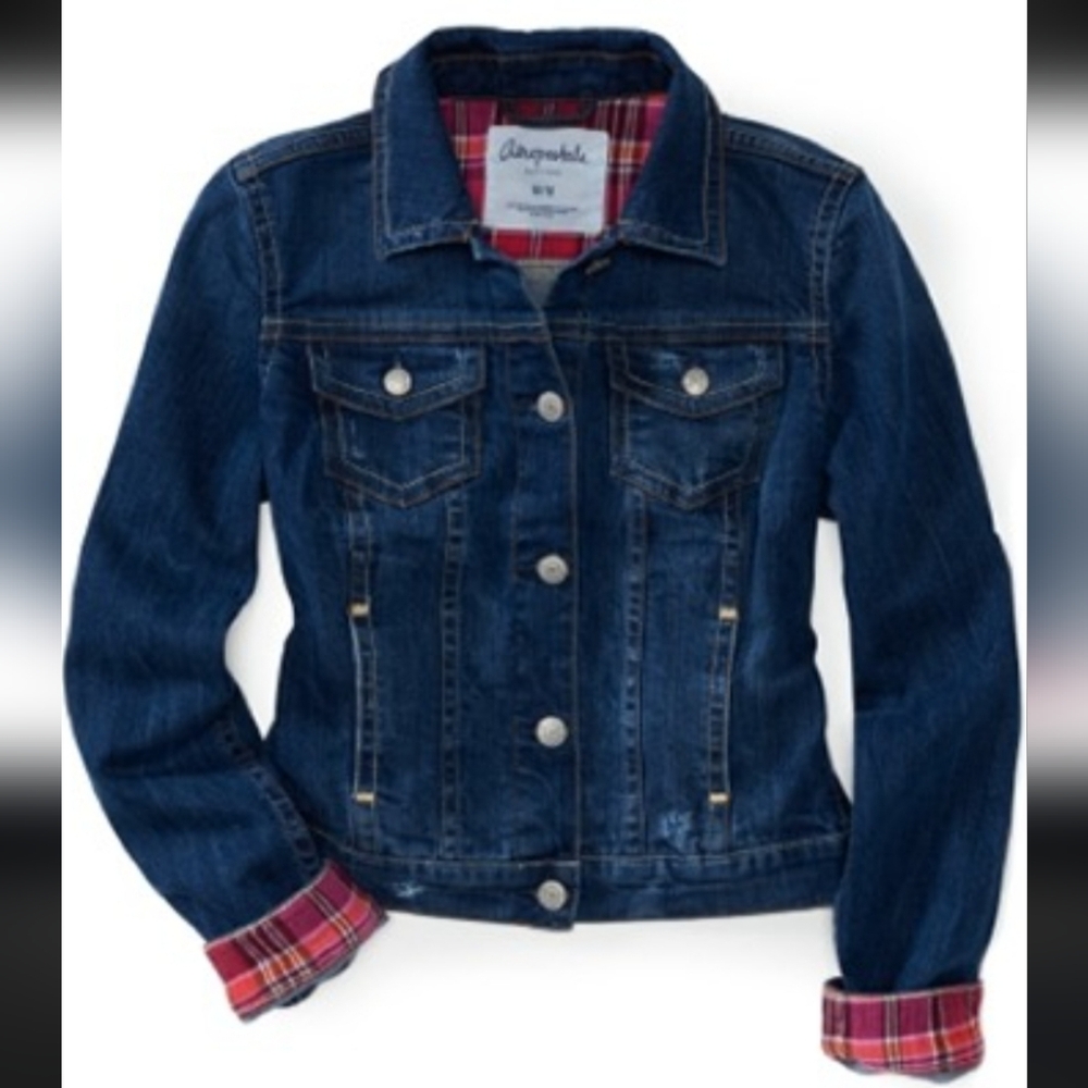 Aeropostale Vintage Eighty- Seven Jacket with Red Plaid Cuffs